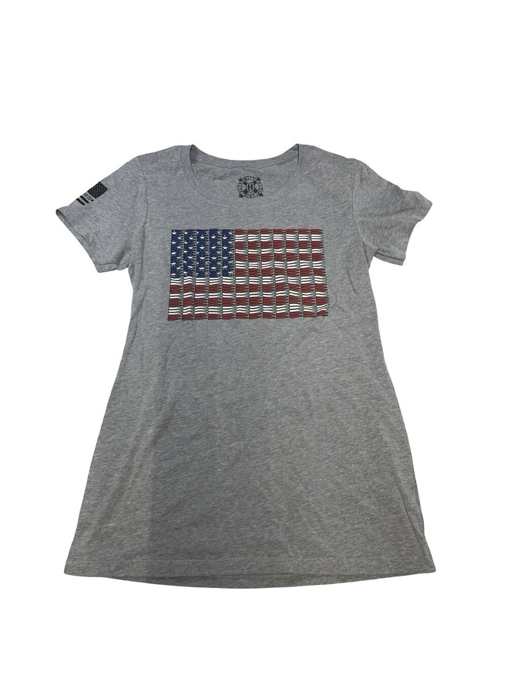 Howitzer Clothing American Flag T-Shirt Women’s Small Gray Patriotic Graphic Tee